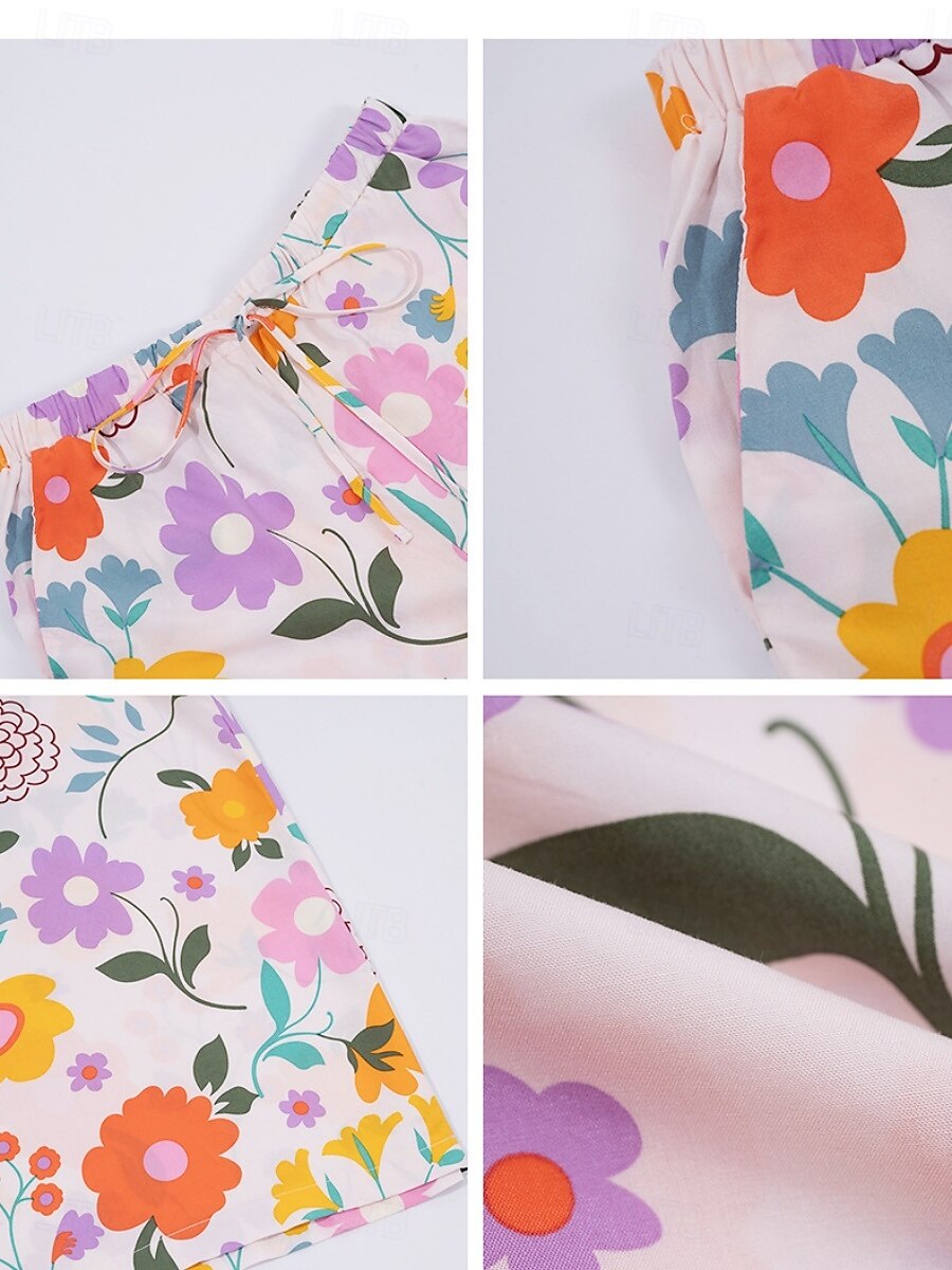 Femmes Jambe large Chinos Vacances ancien Mode Longueur complète Taille haute Fleuri Ceinture Élastique Impression Confortable Doux Micro-Élastique Extérieur Vacances Rue Blanche Jaune Rose Claire de 2025 ? $29.99 –P26