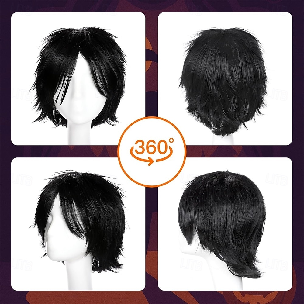 Anime Short Cosplay Wigs Halloween Party Spiky Layered Cosplay Wigs Synthetic Short Hair for Men & Women Black Style 2026 - $23.99 –P2