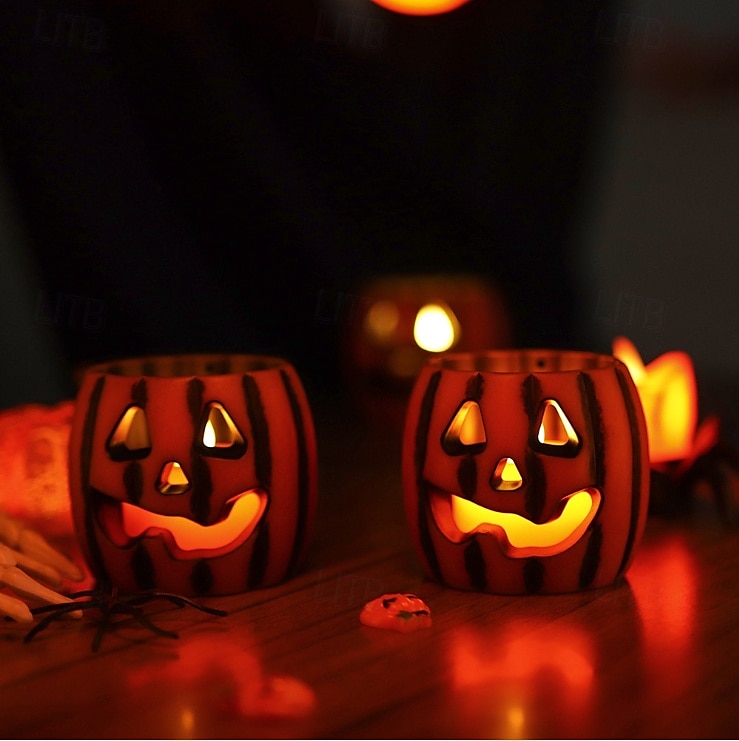 1 kpl halloween-kurpitsan muotoinen led-elektroninen kynttilävalo sisä- ja ulkotiloihin juhla-makuuhuoneen ravintolan juhlava tunnelma koristevalo 2025 - $6.49 –P11