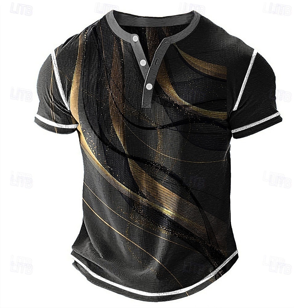 Herren Geometrisch Abstrakt Henley Hemd Waffel-T-Shirt Kurzarm Täglich Retro Vintage Klassisch Sport im Freien Lässig Ferien Frühling & Sommer Ganzjahres Gelb Blau Purpur Grau Henley Henley T-Shirt 2025 - $22.99 –P6