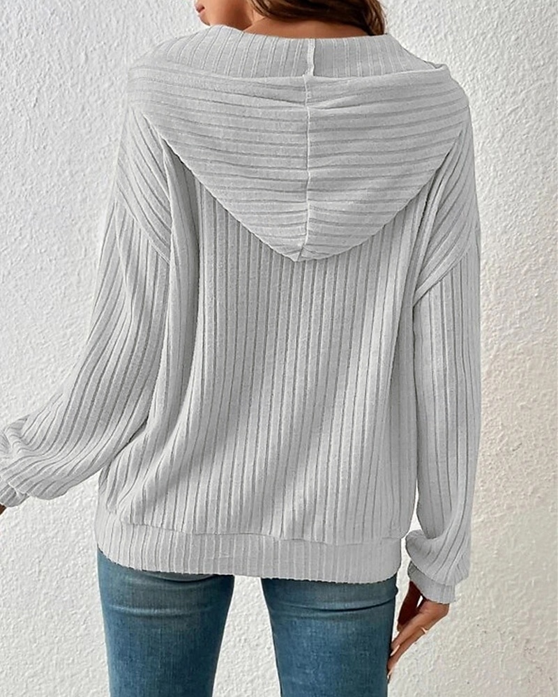 Dame Pullover hettegenser-genser عادي Gatemote Fritid Behagelig Langermet Med hette Vanlige topper Gate Ferie Ut på byen Lomme foran Svart Beige Grå Høst 2025 - $26.99 –P6