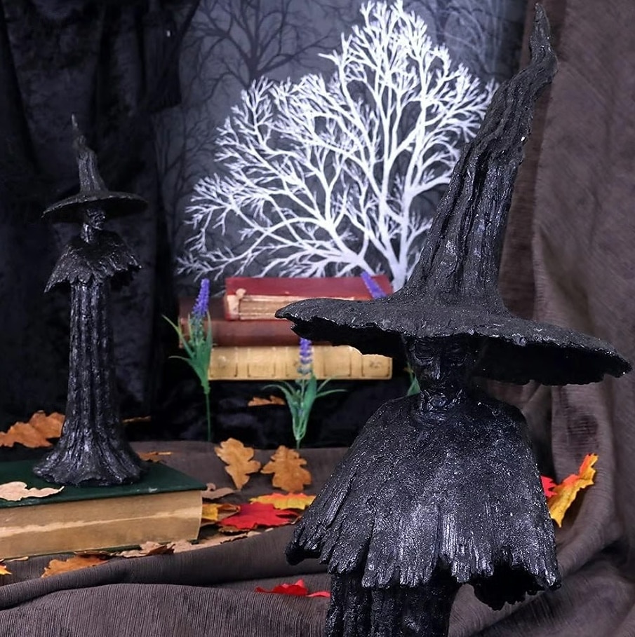 2025年 ハロウィン魔女像 樹脂製魔女 神秘的な像 装飾品 ゴシック魔女 カボチャのフィギュアを持つ 寝室 リビングルーム キッチン デスクトップ用ホームデコレーション  コレクション – $24.99 –P9