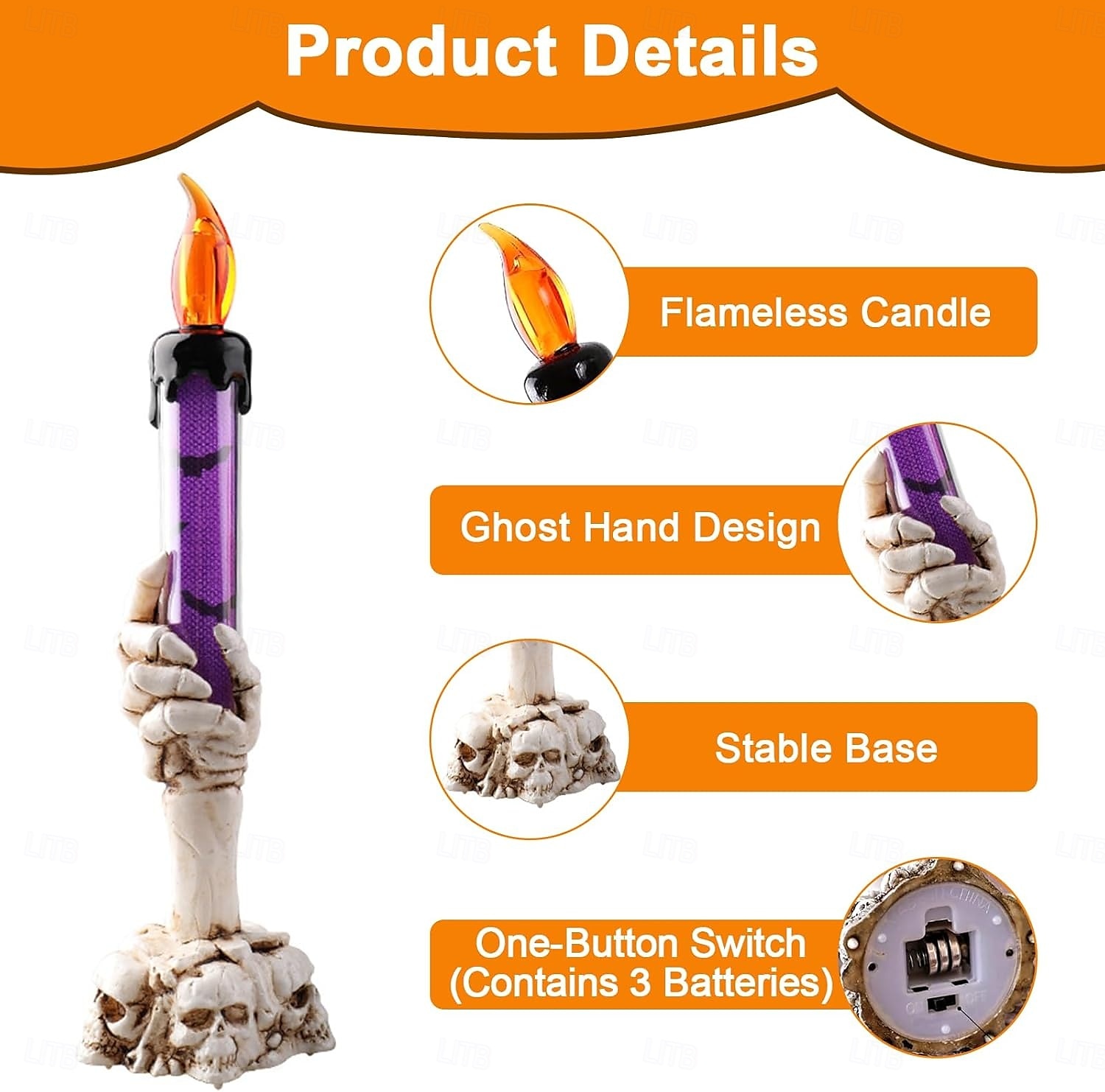 1 Pc 21.5cm Halloween Ghost Hand LED Electronic Candle Decorative Light Indoor Restaurant Party Decoration Light Decoration Light 2025 - $7.99 –P10