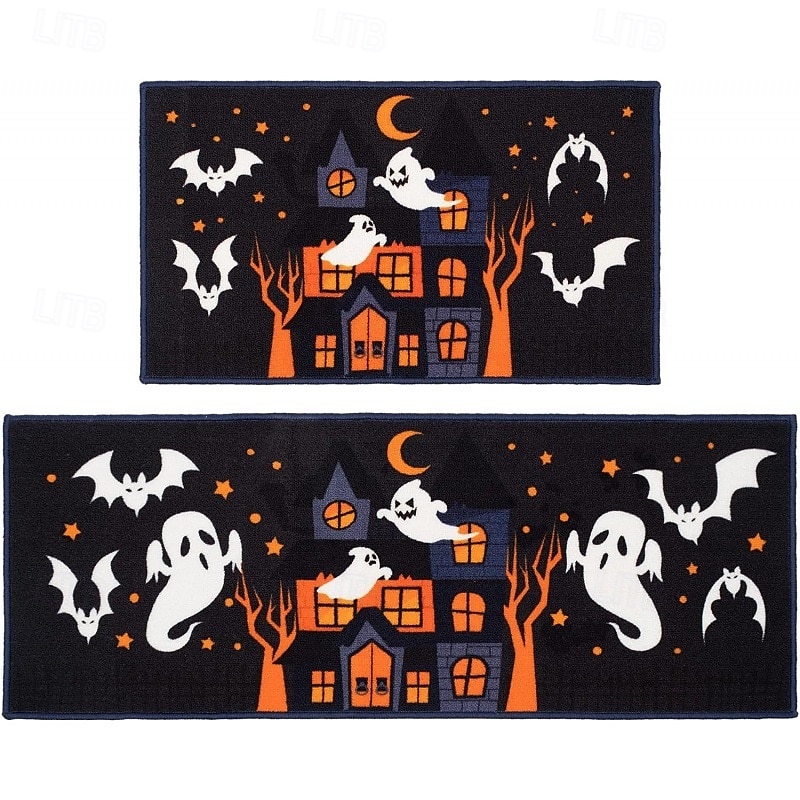 2pcs Halloween Kitchen Rugs and Mats Non-Slip Anti-Fatigue Kitchen Rug Set for Entryway ,Kitchen and Laundry 2025 - $2.49 –P4