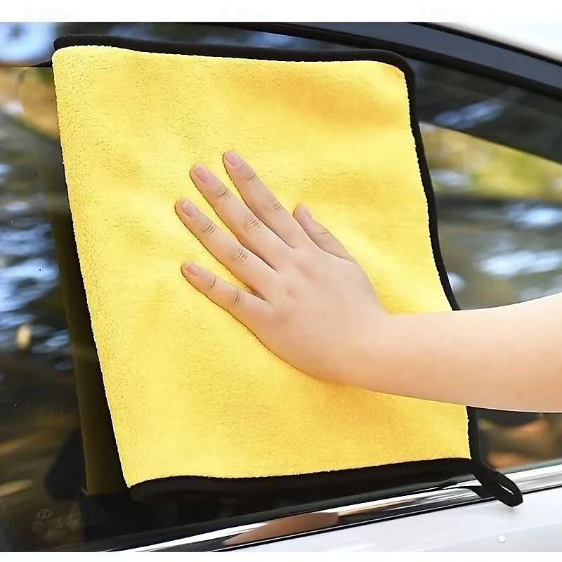 2025年 10枚パックの厚手のマイクロファイバークリーニングクロス、再利用可能な洗車タオル、自動車の細部のお手入れやキッチンでの使用に最適な超吸収性のドライワイプラグ  コレクション – $9.99 –P3
