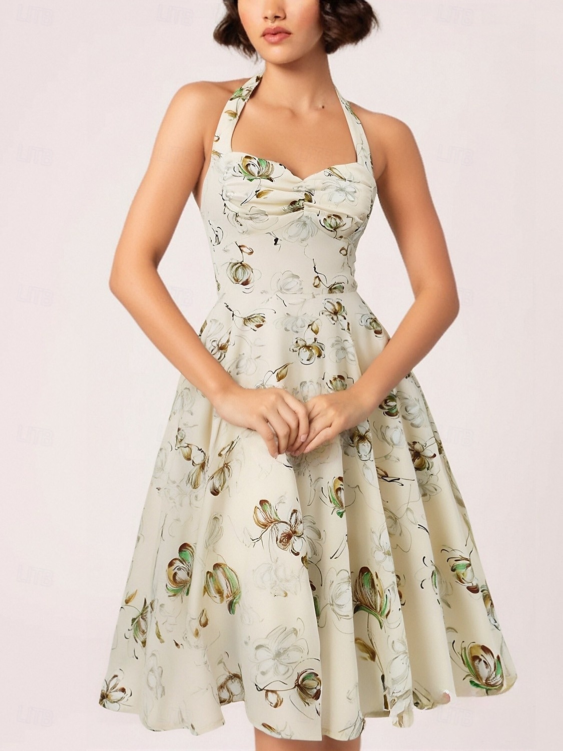 Retró 1950-es Rockabilly Térdig érő Swing ruha Flare ruha Pánt Virágos Kockás A-vonalú Női Farsang Vakáció Alkalmi / Napi Retro témájú buli Felnőttek Ruha Tavaszi nyár 2025 - $46.99 –P11