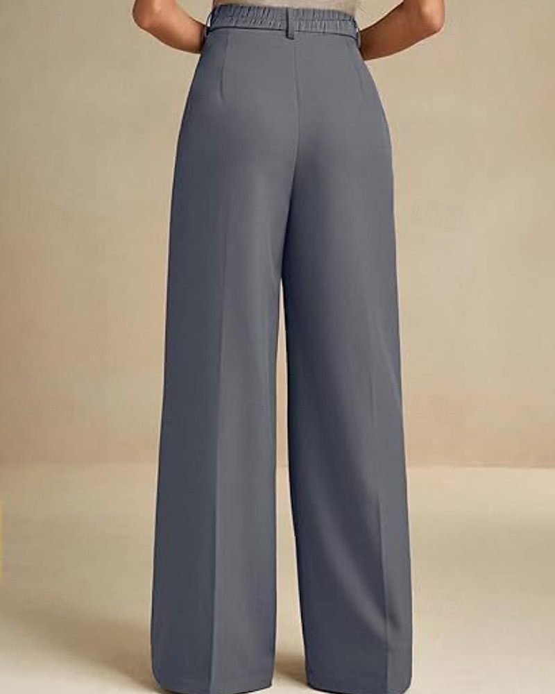 Dam Brett skaft Byxor Streetwear Ledigt Fullängd Naturlig Slät Elastisk midja Bekväm Gata Helgdag Dagliga kläder Aprikos Grå Svart Vit Höst Normal 2026 - $32.99 –P5