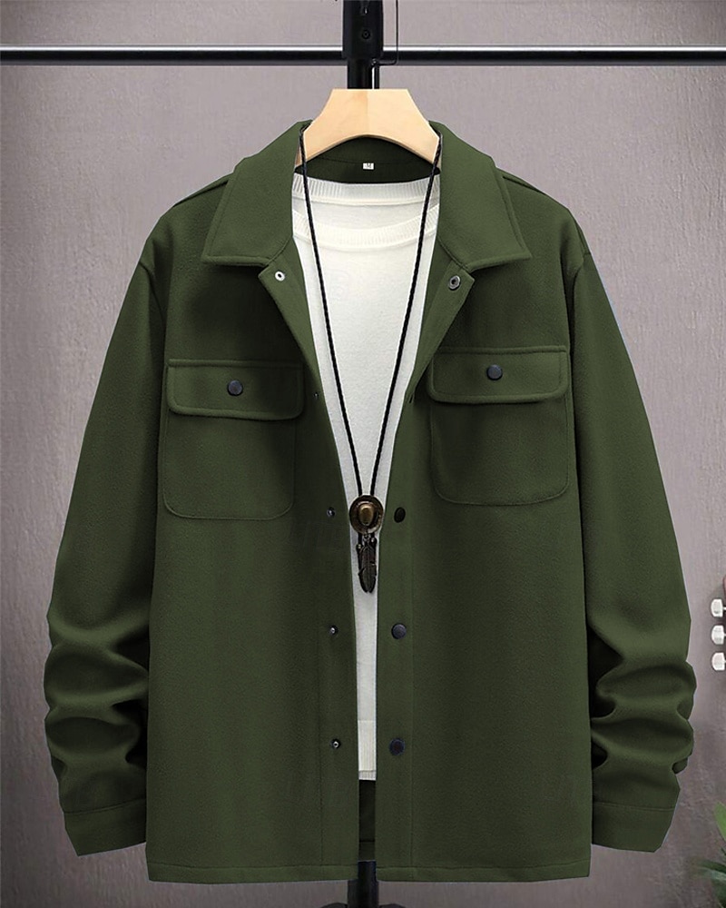 Homme Veste Légère Chemise Veste Veste Décontractée Chemise Vacances Quotidien Respirant Avec Poches Printemps Automne Uni Mode Classique Revers Régulier Noir bleu marine Kaki Gris Claire Vert de 2025 ? $27.99 –P17