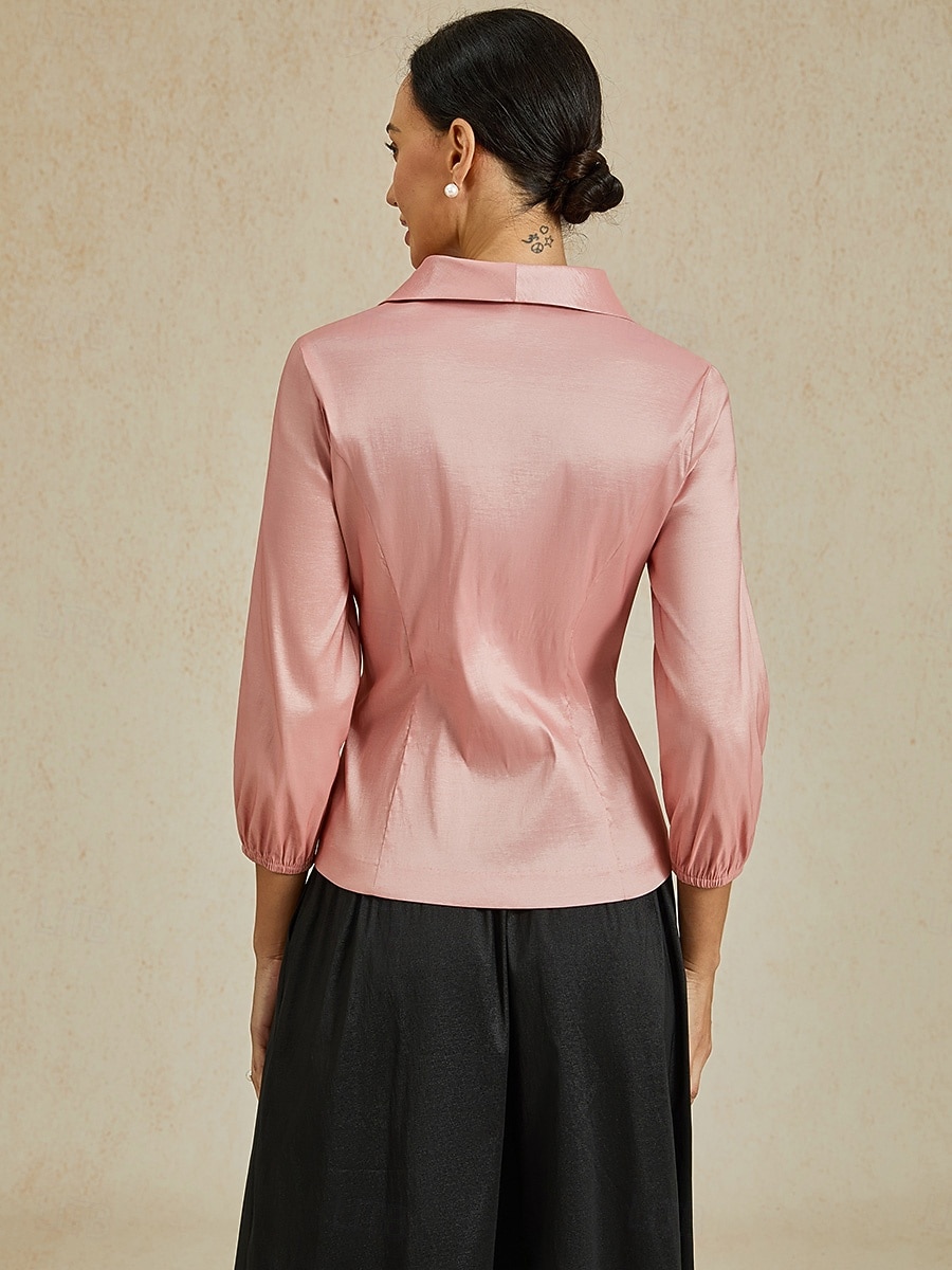 Mulheres Côr Sólida à moda Aberto para a Lateral Com cinto Rosa empoeirada Verão Primavera Outono de 2025 por $79.99 –P4