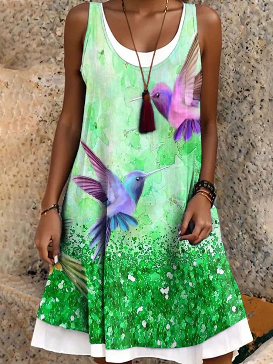 Women's Mini Dress Sundress A Line Dress Off The Shoulder Dress Vacation Casual Boho Daily Loose Fit Graphic Animal Sleeveless Crew Neck Red Blue Purple Green Summer Spring Fall 2025 - $24.99 –P2