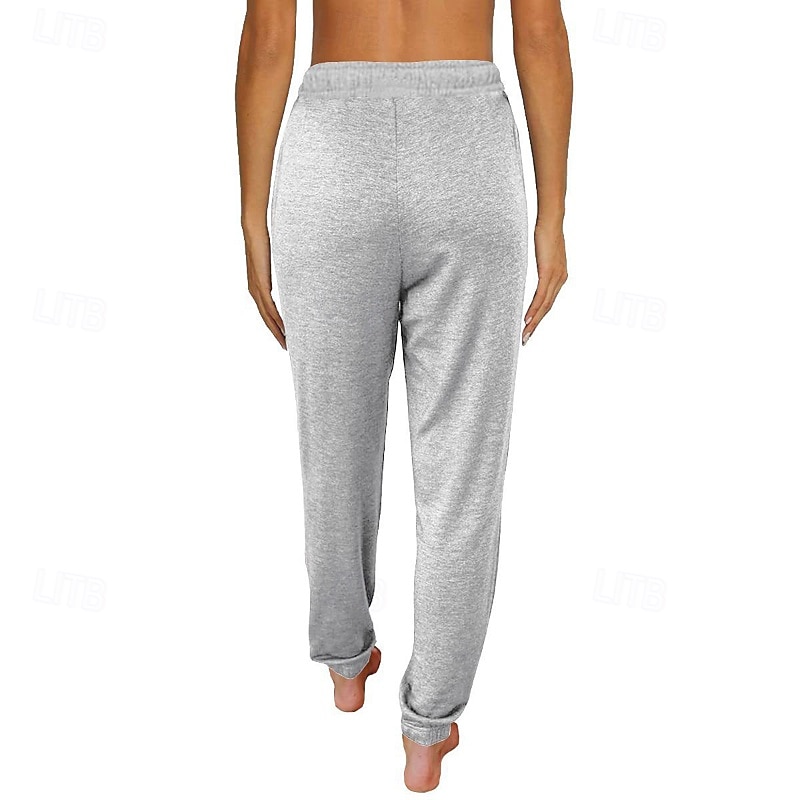 Жен. Брюки Прямой силуэт Уличный стиль На каждый день Полная длина Средняя талия Полотняное плетение Карман Эластичный шнурок Удобный Для улицы Праздники На каждый день 2025 - $20.99 –P5