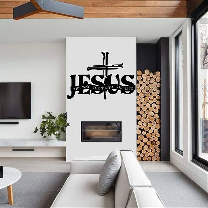 Jézus &kereszt design falikép fekete fém sziluett üreges kivágott vas grafika vallásos otthoni faldekoráció keresztény függő kézműves dísz nappaliba hálószobába 2025 - $15.49 –P5