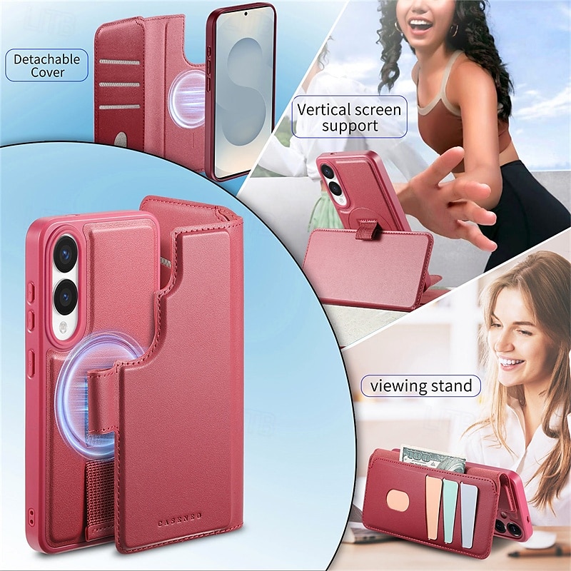 Phone Case For Samsung Galaxy S25 S25 Plus S25 Ultra S24 Ultra S24 Plus S24 Magnetic Adsorption Wallet Case Flip Cover with Stand Holder Detachable Support Wireless Charging Retro PC PU Leather 2025 - $21.99 –P10