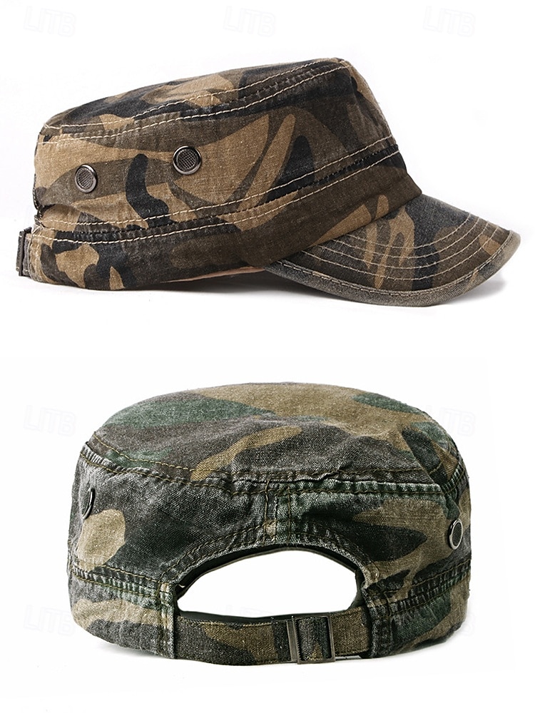 Militär-Kadettenmütze im Camouflage-Look für Herren – Baumwollkappe im Army-Stil mit verstellbarer Passform für Outdoor-Abenteuer und Streetwear 2025 - $14.99 –P7