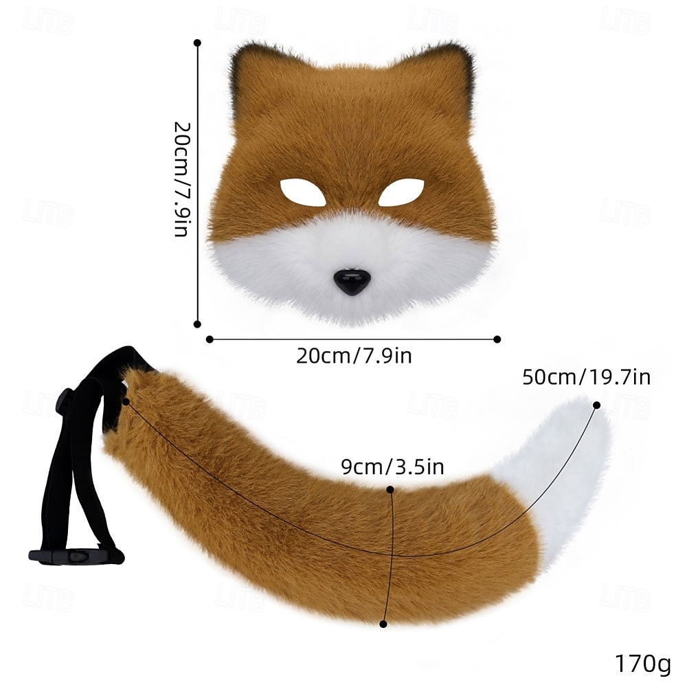 Realistic Fox Mask and Furry Tail Set – Cosplay Costume Accessories, Animal Mask and Tail for Halloween, Party, and Stage Performance 2026 - $29.99 –P4
