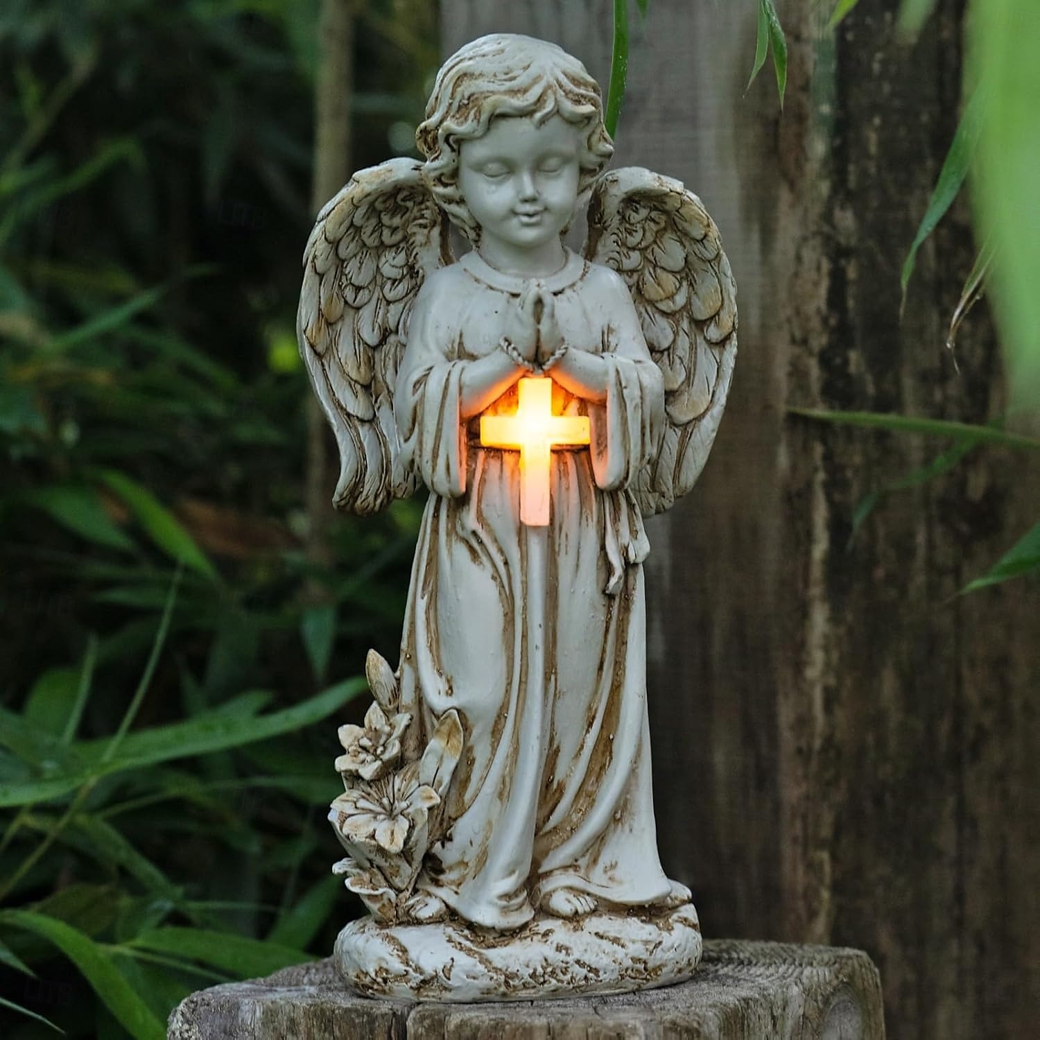1 pièce extérieure solaire étanche croix prière ange cimetière lumière cour pelouse monument résine lumière décorative lumière paysage lumière de 2025 ? $24.99 –P2
