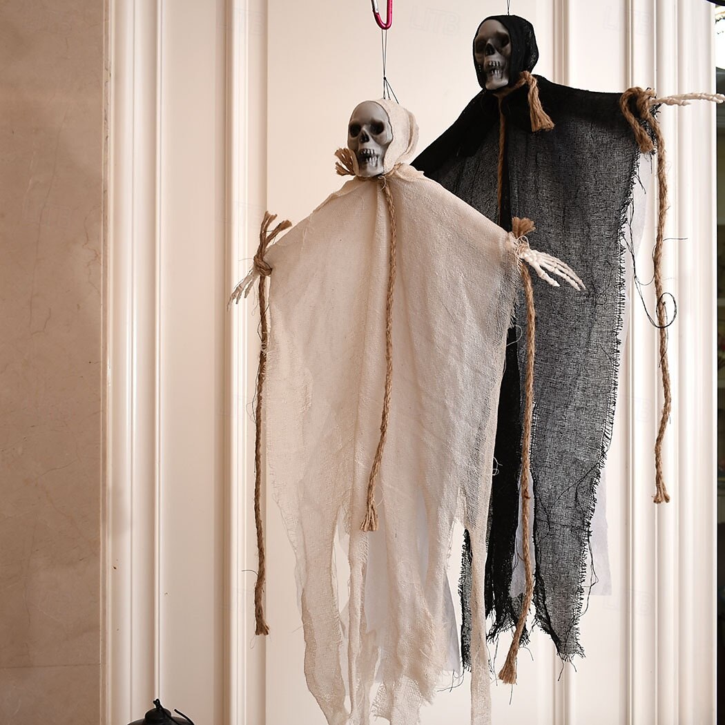 2er-Pack hängende Halloween-Dekorationen mit Skelettgeistern, Sensenmänner für Halloween-Außendekorationen, fliegendes Halloween-Skelett-Geist, Spukhaus-Requisite, Party-Dekor 2025 - $12.99 –P3