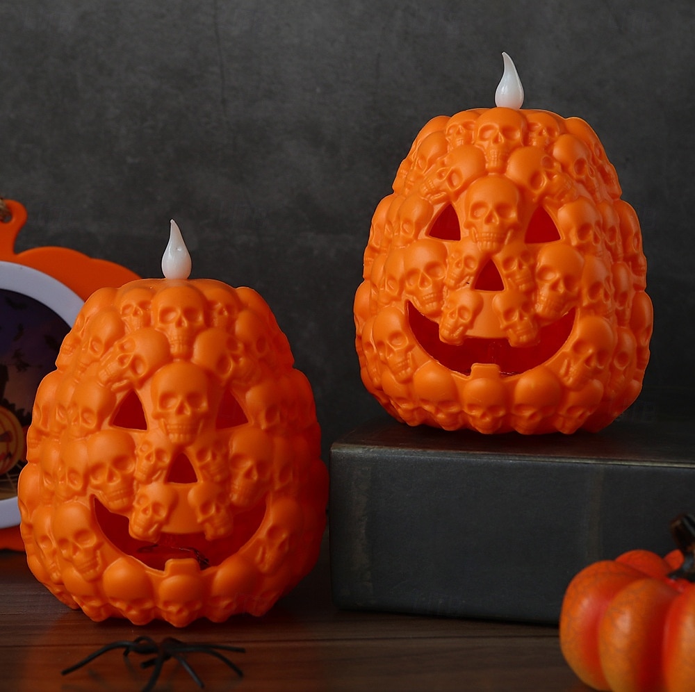 1 Pc Halloween Skeleton Pumpkin LED Electronic Candlelight Indoor and Outdoor Party Atmosphere Nightlight Colorful Dimming 2025 - $4.99 –P1