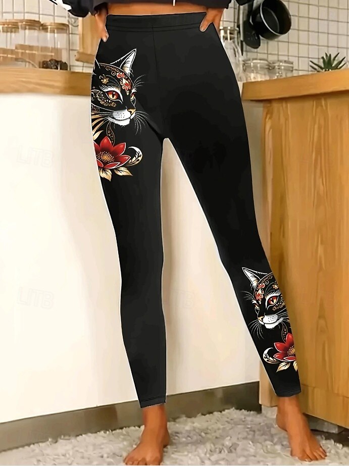 Per donna Leggings Punk Attivo Vacanza Lunghezza intera Vita Alta Grafico Animale Gatto Stampa 3D Asciugatura Rapida Traspirabilità Morbido Elasticizzato All'aperto Casa Casual Nero Bianco Arcobaleno del 2025 a $19.99 –P7