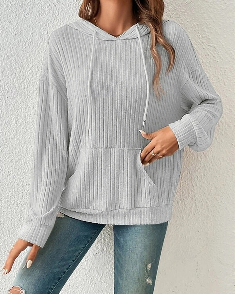 Dame Pullover hettegenser-genser عادي Gatemote Fritid Behagelig Langermet Med hette Vanlige topper Gate Ferie Ut på byen Lomme foran Svart Beige Grå Høst 2025 - $26.99 –P4