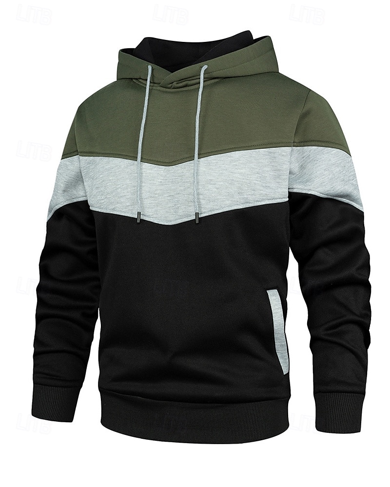 Per uomo Top casual Felpa con cappuccio Felpe Coulisse Tasca Manica Lunga Top Athleisure Autunno Blocco di colori Antivento Escursionismo Allenamento Atletico abbigliamento sportivo Abbigliamento del 2025 a $25.99 –P12