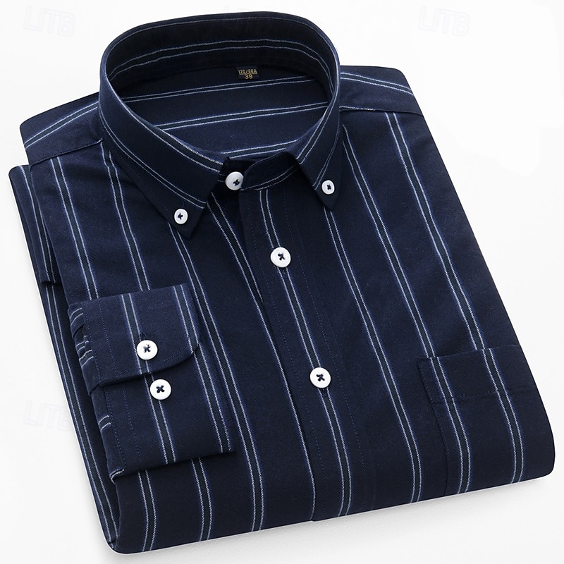 Per uomo Camicia Camicia elegante Camicia button-down Camicia Oxford Camicia a righe A righe Abbigliamento quotidiano Abbigliamento Aziendale Rosa chiaro Giallo Blu marino scuro Blu Manica Lunga del 2025 a $29.99 –P4
