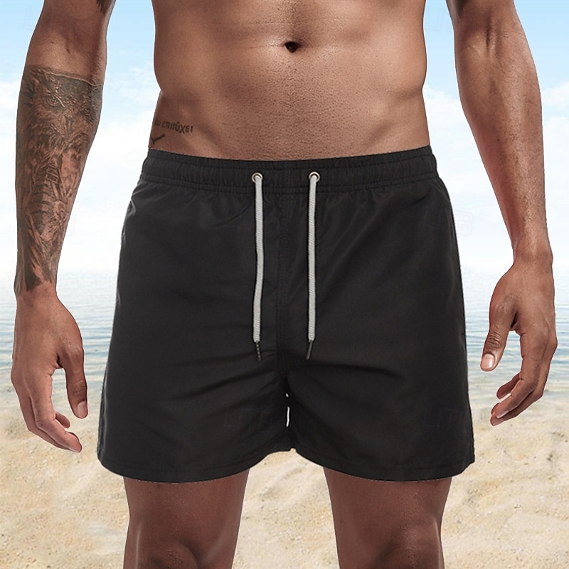 Homens Calção Justo de Natação Shorts de Natação Bermuda de Surf Tecido Secagem Rápida Respirável Cintura elástica Com Cordão Férias Praia Havaiana Casual Azul Lago Preto de 2025 por $13.99 –P9