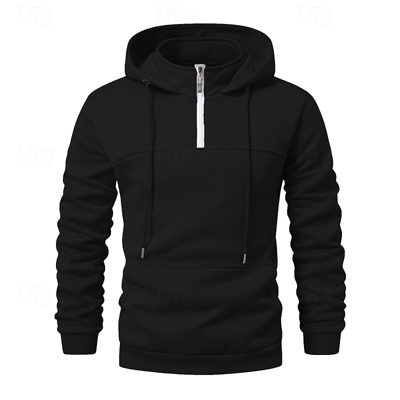 Per uomo Felpa con cappuccio Felpa con cappuccio e zip corta Aalbicocca Nero Vino Blu marino Verde scuro Con Cappuccio Semplice Coulisse Zip a un quarto Sport & Outdoor Quotidiano Ferie Poliestere del 2025 a $21.99 –P8