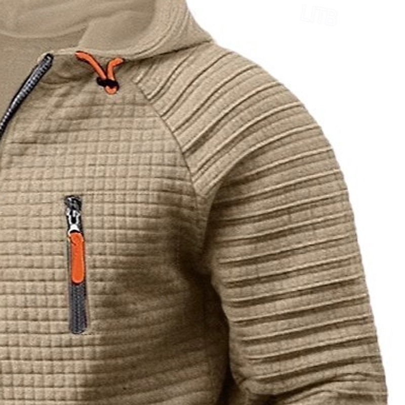 Per uomo Felpa con cappuccio Felpa con cappuccio e zip Felpa con zip Nero Cachi Grigio Con Cappuccio Semplice Con zip Tasca Frontale Testurizzato Sport & Outdoor Casuale Quotidiano Streetwear Cool del 2025 a $32.99 –P5
