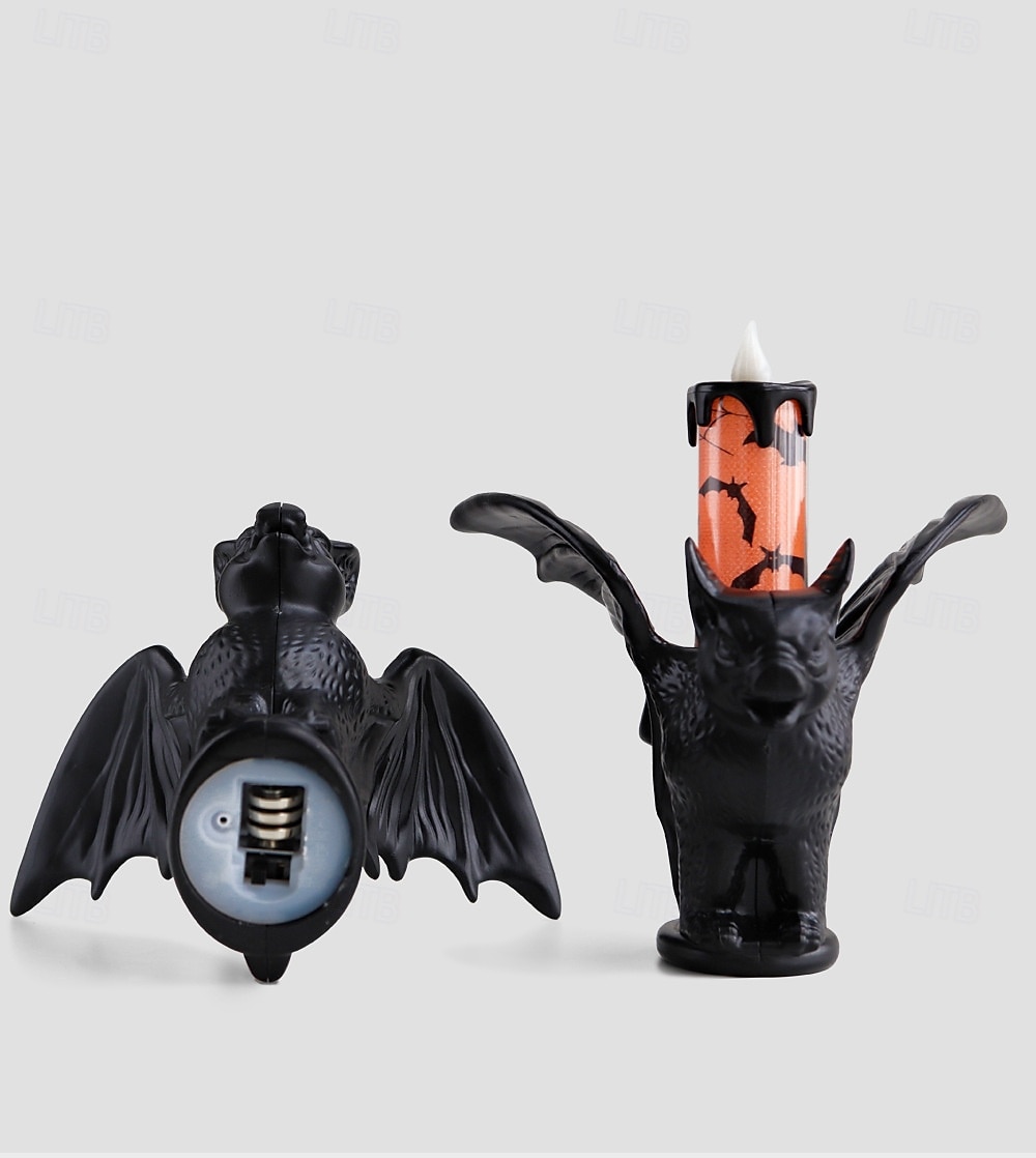 1 stk halloween flaggermus glødende led elektronisk stearinlys simulering stearinlysholder dekorasjonslys innendørs og utendørs feststemning dekorasjonslys lilla oransje 2025 - $6.49 –P1