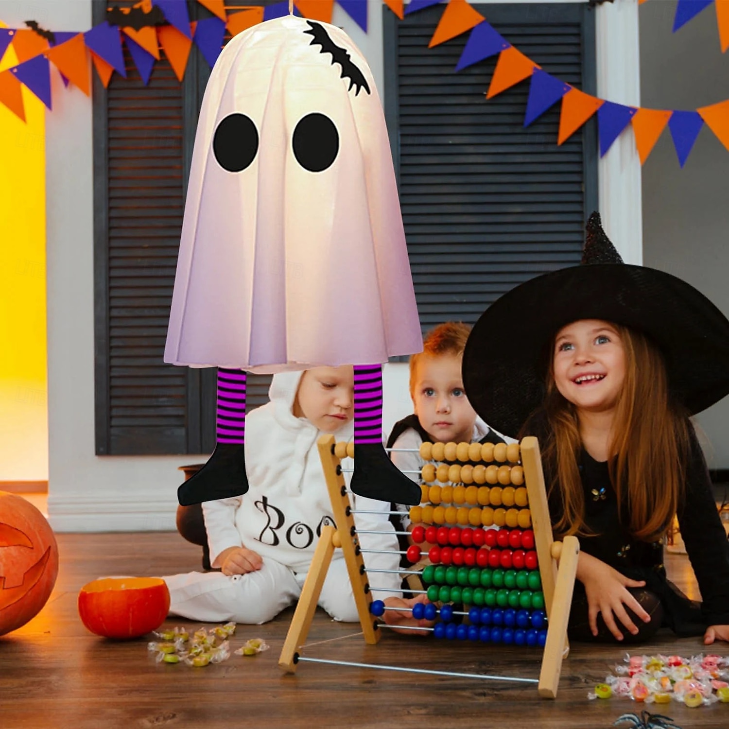 2025年 ハロウィンゴースト吊り下げゴースト屋内および屋外ポーチツリー中庭ガーデンテラス装飾ライト3照明モード風景ライト1個  コレクション – $7.99 –P18