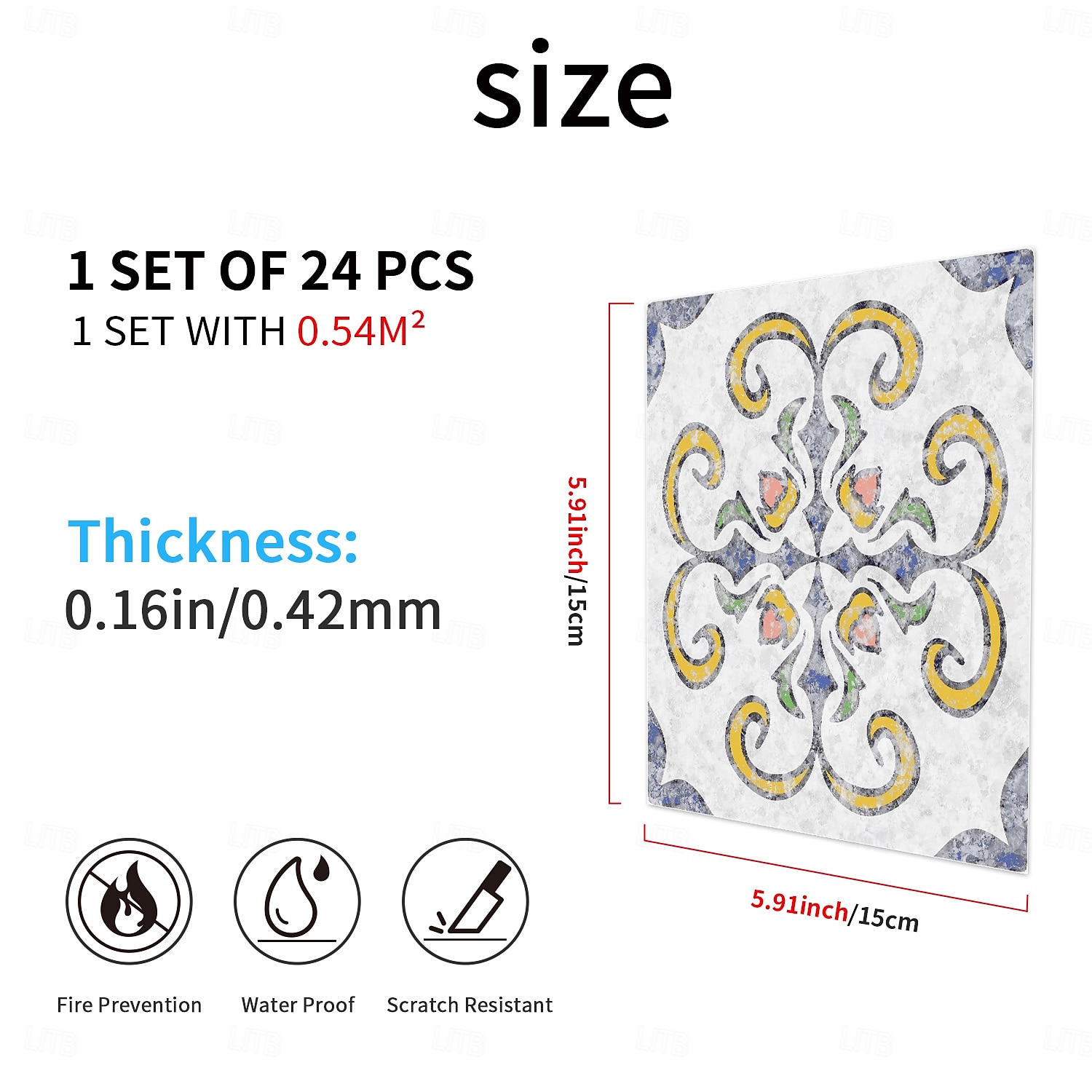 Adesivos de azulejo estilo marroquino 24 peças, decalques de parede de PVC com película de cristal espessada, à prova d'água &Decoração de parede de azulejo retrô removível e à prova de óleo para de 2025 por $10.99 –P16