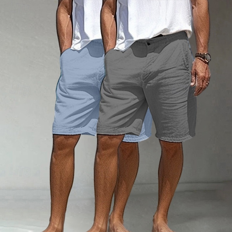 Per uomo Shorts Shorts di Lino Shorts eleganti Pantaloncini Estivi Shorts da Spiaggia Tasca Bottoni Gamba Dritta Semplice Comodità Traspirante Lunghezza al ginocchio Casuale Quotidiano Ferie Vacanza del 2025 a $27.99 –P8