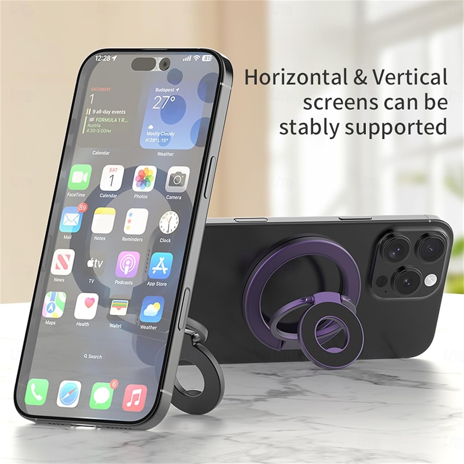 Suporte magnético para celular de dupla face - forte sucção para carro/mesa, ajustável em 360 graus, compatível com capas das séries iPhone, Samsung, Google e Moto de 2025 por $15.99 –P3