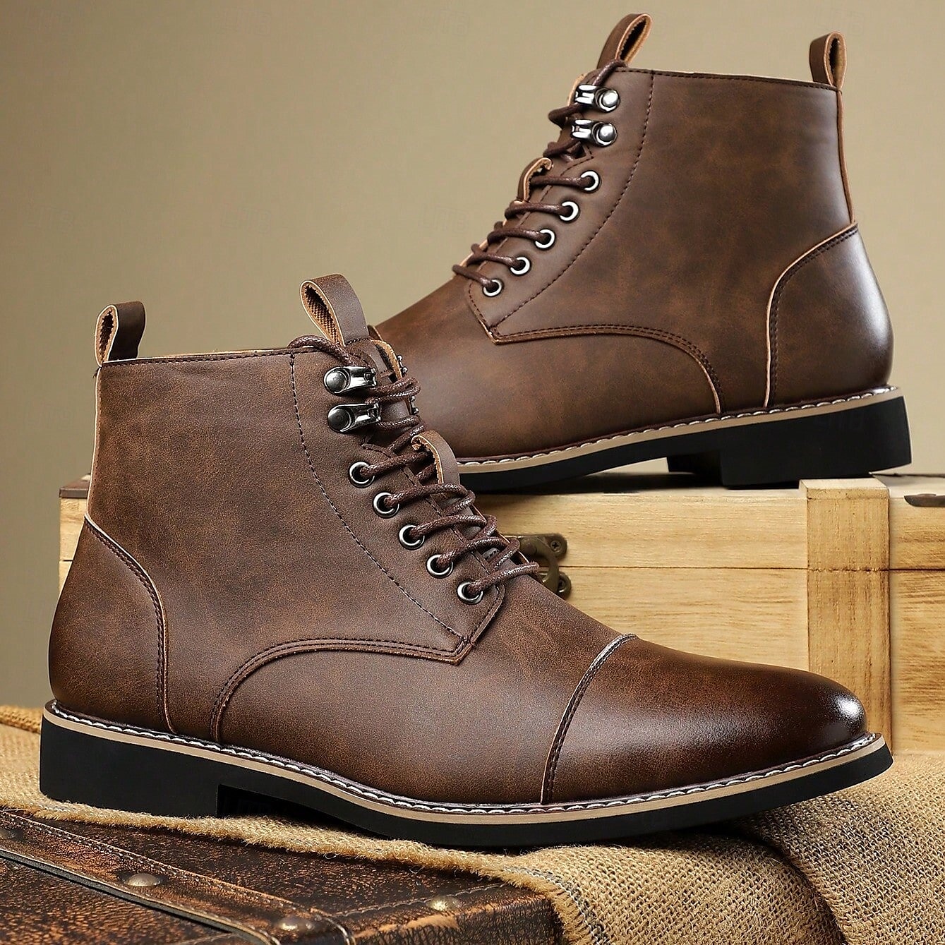 Bottines à lacets vintage pour homme – bottines à bout droit avec coutures classiques pour le travail, le week-end et l'automne de 2025 ? $54.99 –P12