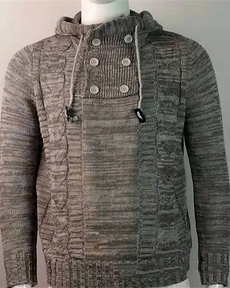 Homens Pulôver suéter Suéter de malha Estriado Tricotar Tops regulares Tricotado Tecido Com Capuz Moda Básico Férias Roupa Diária Roupa Outono Inverno Vinho Azul S M L de 2025 por $32.99 –P6