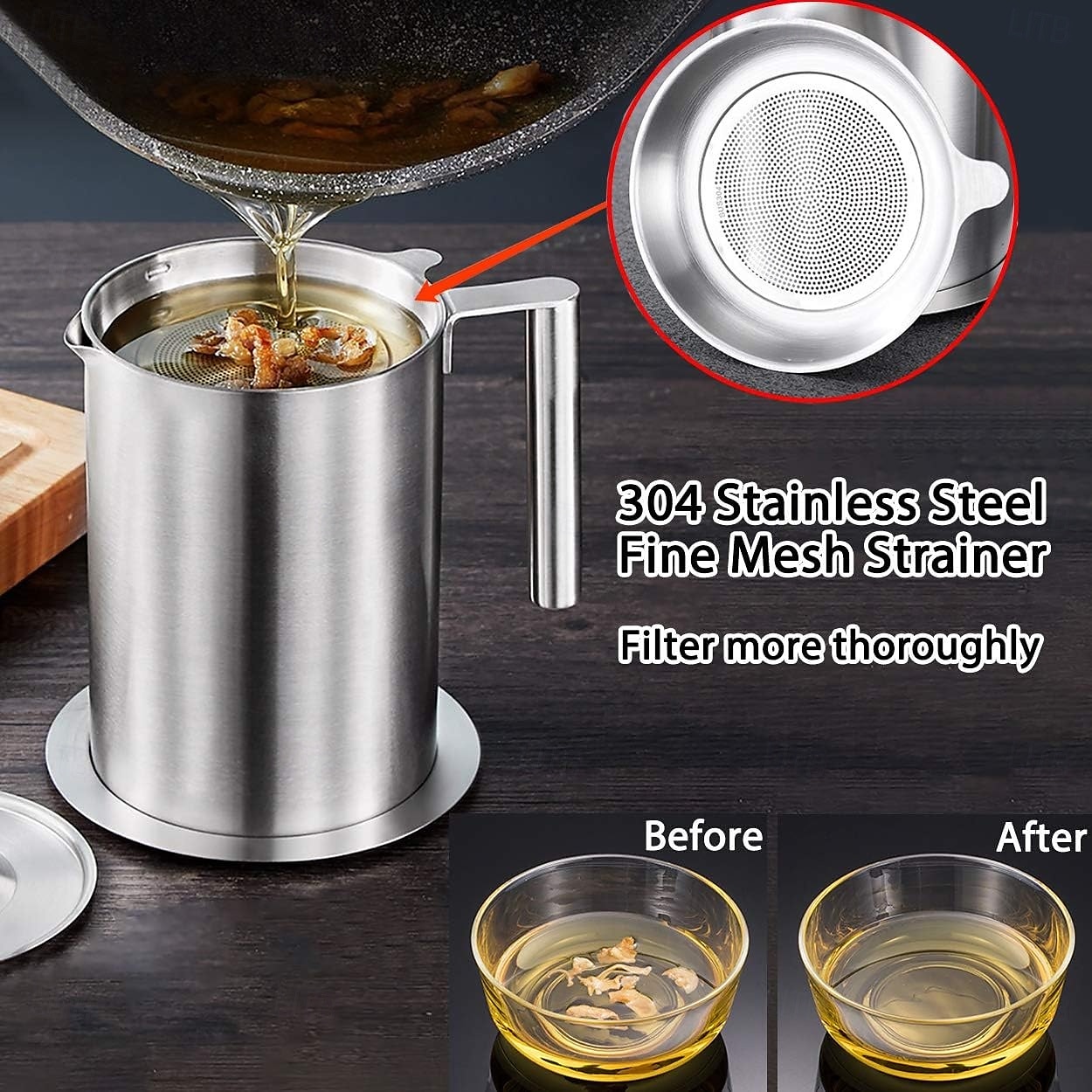 Filtro e contenitore per grasso in acciaio inox da 1,2 l/1,7 l - grande contenitore per la raccolta del grasso con coperchio antipolvere &impugnatura facile da impugnare - per pancetta, cottura in del 2025 a $32.99 –P6