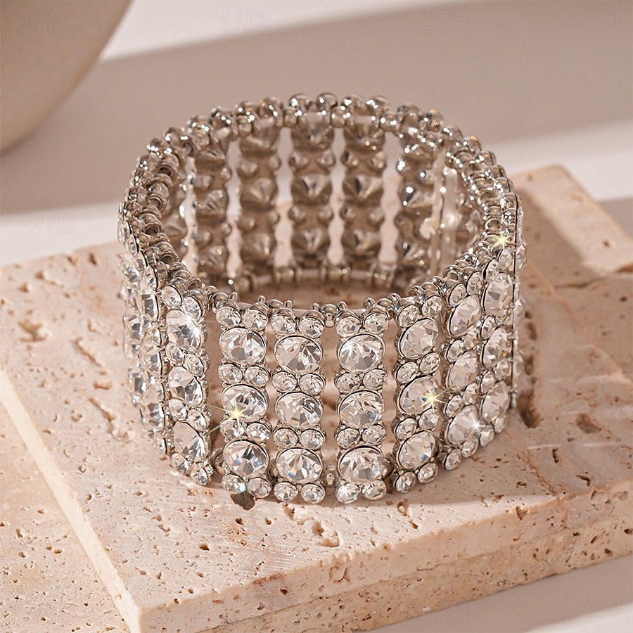 Γυναικείο βραχιόλι με στρας - λαμπερό κρυστάλλινο βραχιόλι για κοκτέιλ πάρτι και βραδινές εκδηλώσεις 2026 - $18.99 –P6