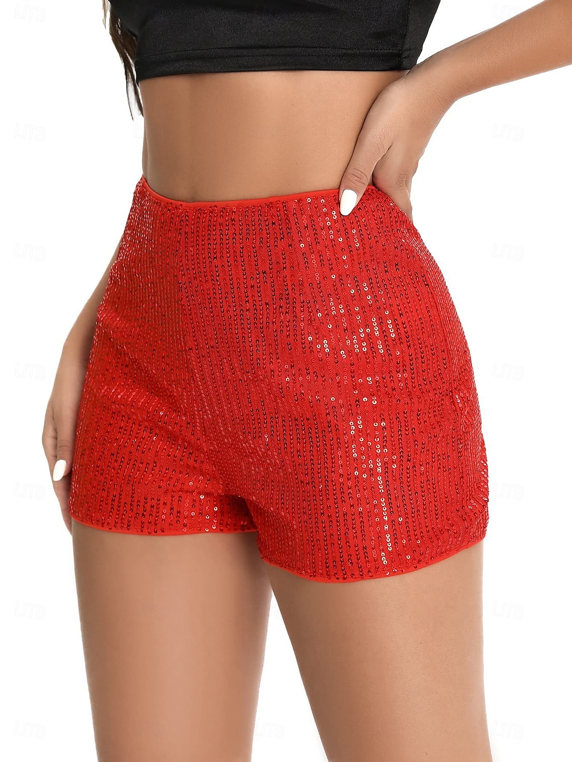 Femmes Shorts Mode Occasionnel Longueur mollet Naturel Scintillant Paillettes Confortable Décontracté Quotidien Argent Noir Champagne Jaune Été Printemps Slim de 2025 ? $17.99 –P14
