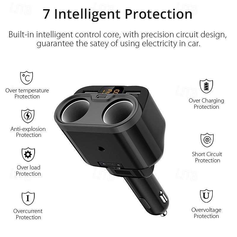 200 W:n 2-pistokkeinen tupakansytytinvirtalähde, USB-C-autolaturi 20 W:n virransyötöllä 3.0 &qc 3.0 iPhone 16 Pro Maxille/15/14/13/12/11 Prolle/X:lle/8/7:lle, Pixelille ja muille 2025 - $31.99 –P7