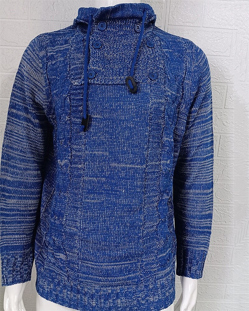 Homens Pulôver suéter Suéter de malha Estriado Tricotar Tops regulares Tricotado Tecido Com Capuz Moda Básico Férias Roupa Diária Roupa Outono Inverno Vinho Azul S M L de 2025 por $32.99 –P2