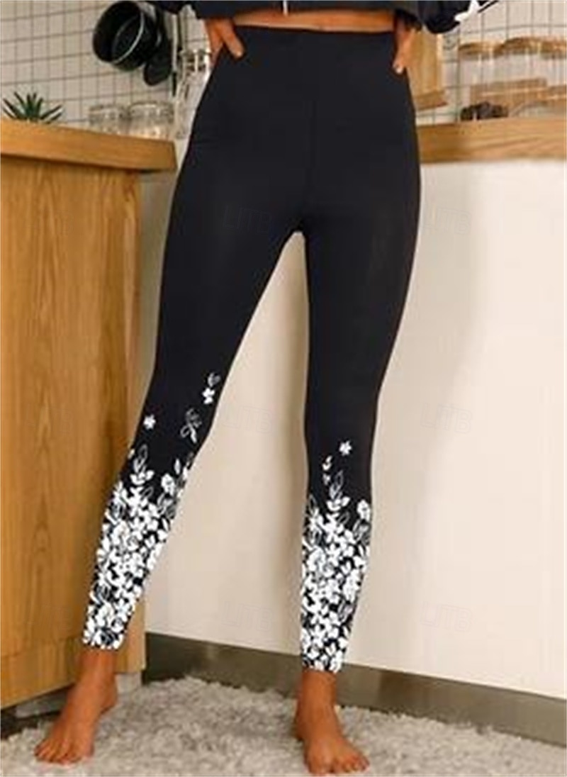 Per donna Pantaloni Eleganti Leggings Collant Atletico Lunghezza intera Naturale Grafico Stampato Comodo Sollevamento glutei Controllo addominale Yoga Casual Quotidiano Oro nero Nero 1 # Nero 2 del 2025 a $14.99 –P1