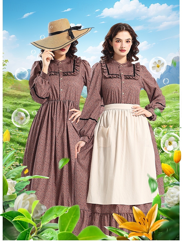19e eeuw jaren 1800 Wilde Westen Cosplay kostuum Prairiejurk Pionier Dames Halloween Carnaval Wereldboekendag Schoolfeest aankleden Historische heropvoering Volwassenen Kleding Schort 2025 - $51.99 –P1