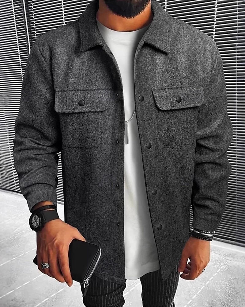 Homme Veste Légère Chemise Veste Veste Décontractée Chemise Vacances Quotidien Respirant Avec Poches Printemps Automne Uni Mode Classique Revers Régulier Noir bleu marine Kaki Gris Claire Vert de 2025 ? $27.99 –P1