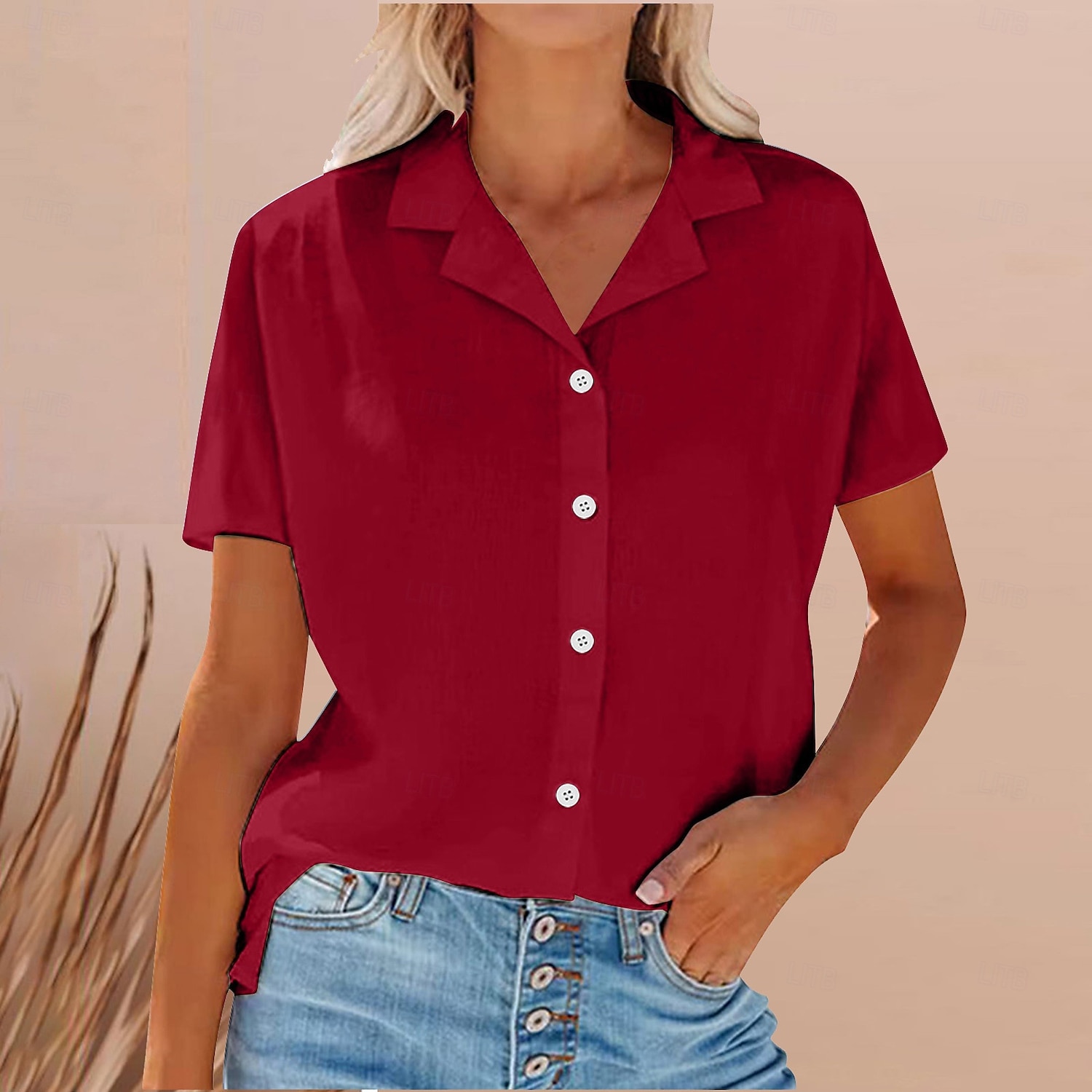 Damen Hemd Baumwoll-Leinen-Hemden Knopfleiste Bluse Einfarbig Stilvoll Lässig Kurzarm Hemdkragen Normale Oberteile Täglich Knöpfe Tasche Weiß Gelb Leicht Blau Sommer 2025 - $28.99 –P3