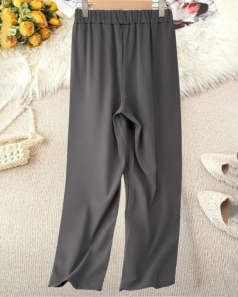 Per donna Gamba larga Pantaloni Eleganti Moda Streetwear Lunghezza intera Naturale Semplice Tasca Elastico in vita Confortevole Formale Ufficio Uscire Grigio Nero Autunno Vestibilità regolare del 2025 a $19.99 –P4
