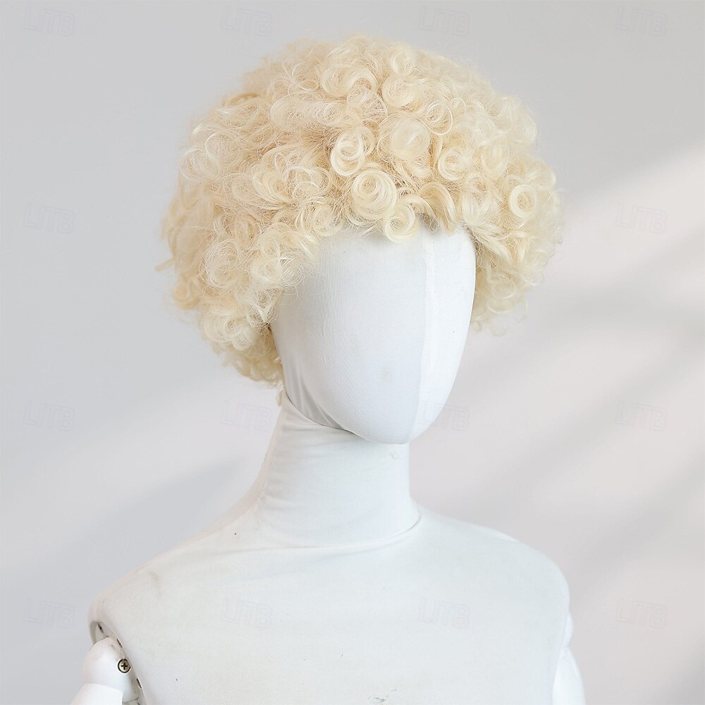 10‑Inch Gold African Curl Wig for Women – Full Bangs, Long Synthetic Hairpiece, Perfect for Halloween Cosplay & Party Looks 2025 - $28.99 –P4