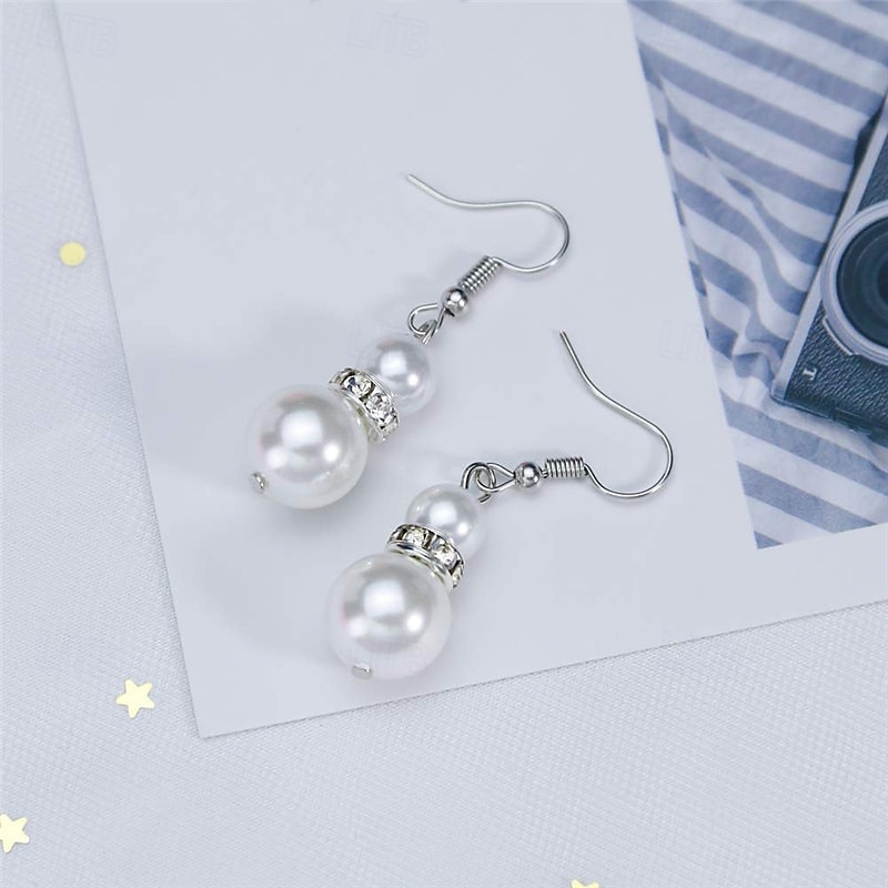 Ensembles de bijoux de mariée 1 ensemble boucles d'oreilles en alliage de perles d'imitation collier bracelets ensemble de bijoux élégant pour femme pour fête de mariage occasion spéciale de 2025 ? $23.99 –P3
