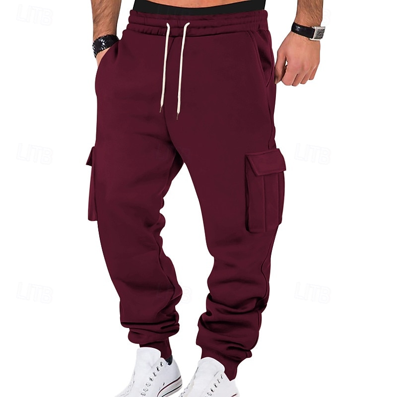 Men's Cargo Pants Fleece Pants Sweatpants Joggers Trousers Elastic Waist Drawstring Multi Pocket Plain Comfort Warm Full Length Outdoor Casual Daily Sports Fashion Black White 2026 - $20.99 –P7