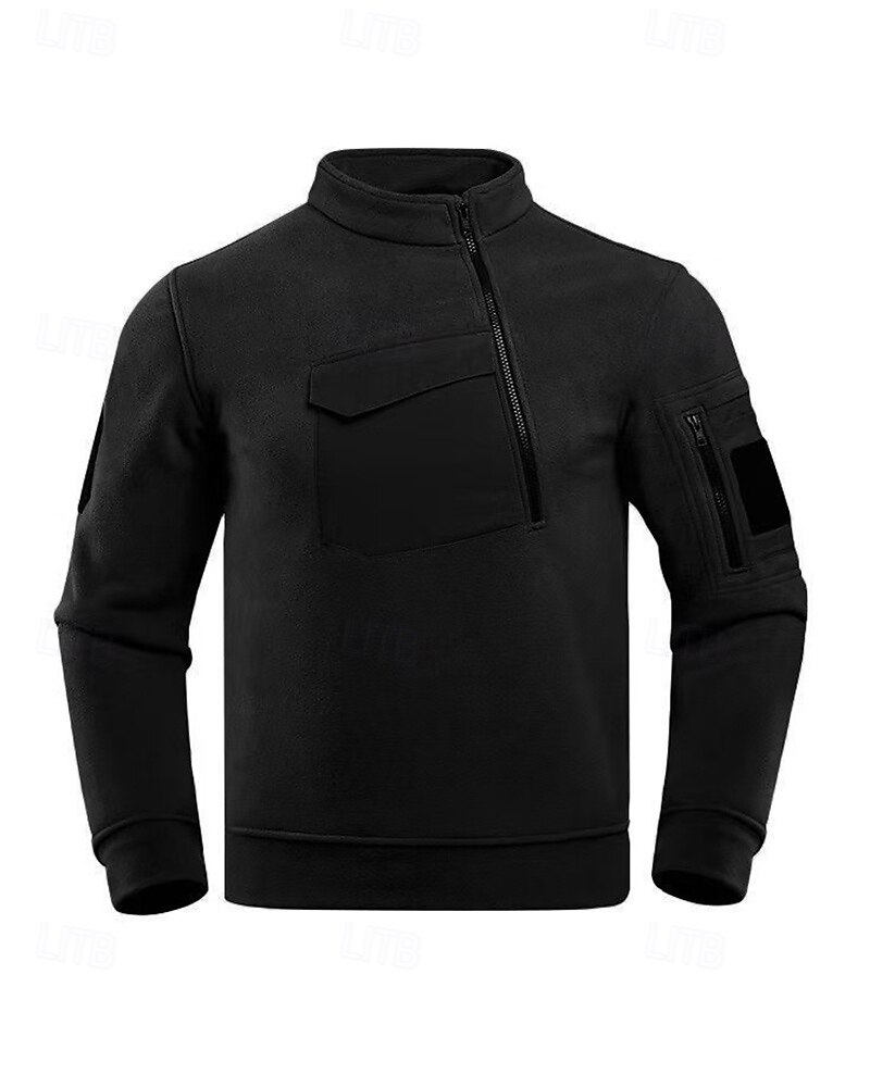 Miesten Fleece-collegepaita Pitkähihainen Stand-kaula-aukko Topit Ulko- Pidä lämpimänä Talvi Polyesteri Musta Armeijan vihreä Harmaa Matkailu Juoksu 2025 - $21.99 –P4